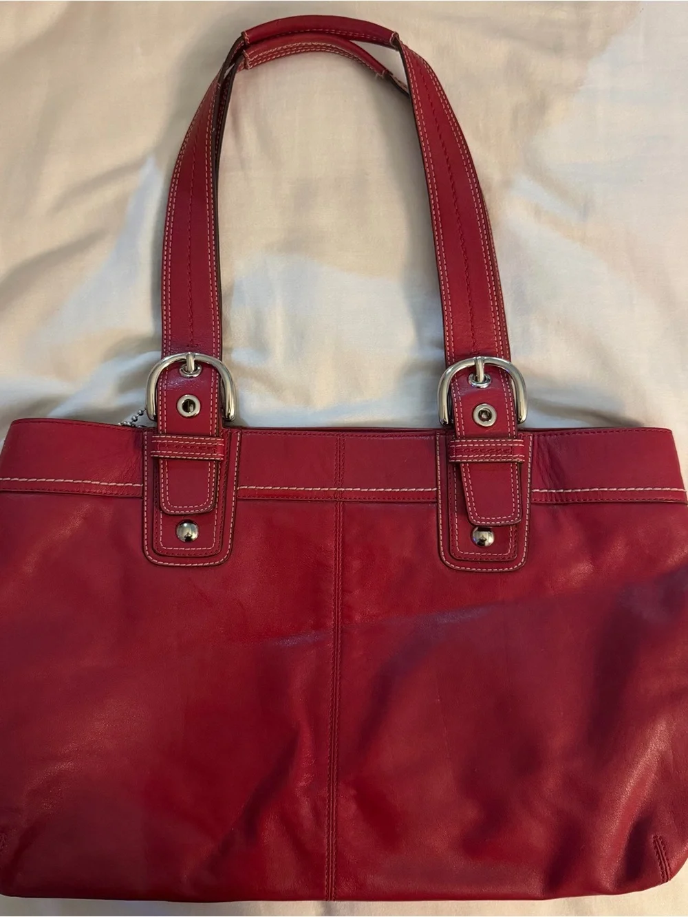Vintage Coach Soho Pleated Red Leather Bag